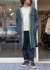 【Re,LINK Remake Flannel Check Gown Cardigan】リ,リンク リメイク フランネル ガウンカーディガン(green)