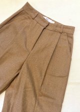 【Wool-touch Pintuck Wide Slacks】ウールタッチ ピンタック ワイドスラックス(brown)