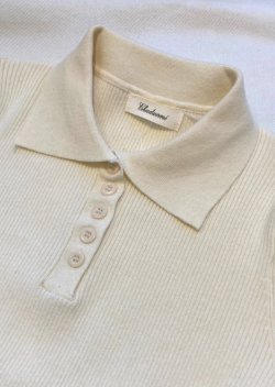 画像1: 【Rib Knit Long-sleeve Polo Shirt】リブニット 長袖ポロシャツ(natural)