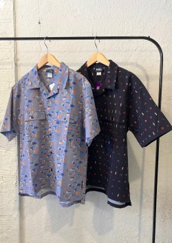 画像1: 【gym master Seersucker Happy-paint Shirt】ジムマスター シアサッカー ハッピーペイント 半袖シャツ(2カラー展開)