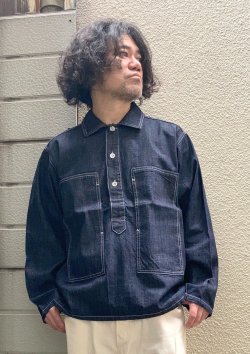 画像1: 【HOUSTON U.S.ARMY Denim Pullover Shirt】ヒューストン デニム プルオーバーシャツ(one wash)