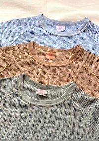 【JEMORGAN pigmen raglan waffle long-sleeve Tee】ジェーイーモーガン ピグメント染め 花柄 ラグラン ワッフル 長袖Tee(3カラー展開)