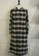 画像: 【ichi】indigo check stand henley-neck one-piece 商品アップ完了です。