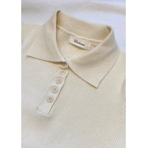 画像: 【Rib Knit Long-sleeve Polo Shirt】リブニット 長袖ポロシャツ(natural)