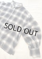 画像: 【OMNES Rayon Check Long sleeve Shirt】オムネス レーヨン袖ボリューム チェック長袖シャツ(black)