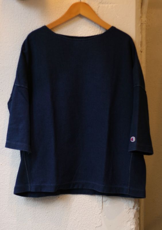 画像: 【champion women's】reverse-weave indigo cotton 3/4 sleeve tee 商品アップ完了です。