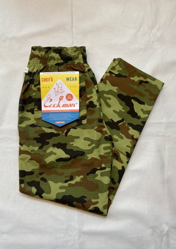 画像: 【Cookman】rip-stop Woodland Camo Chef Pants 商品アップ完了です。