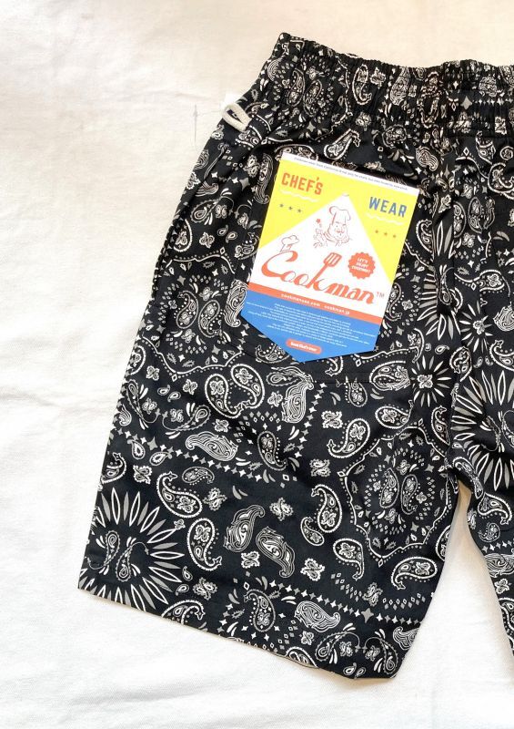 画像: 【cook man】 chef short pants paisley-black 商品アップ完了です。