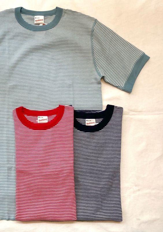 画像: 【Healthknit】 Border Thermal Short-sleeve Tee (new collar: blue) 商品アップ完了です。