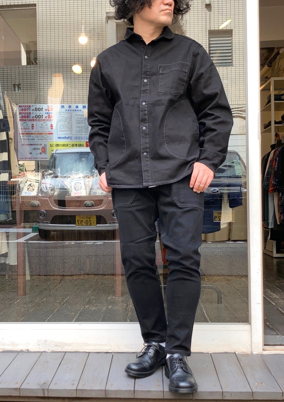 画像: 【gym master】 stretch twill denim shirt jacket & baker pants(black) 商品アップ完了です。