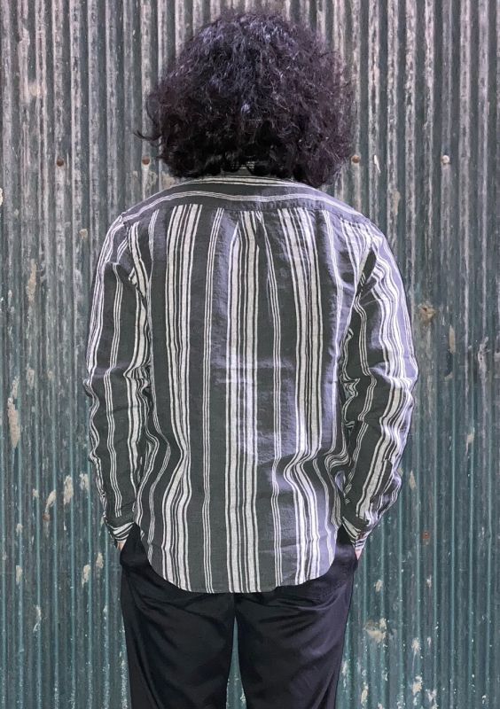 画像: 【House of Blues Linen Stripe Long-sleeve Shirt】ハウス オブ ブルース リネン ストライプ 長袖シャツ(gray)