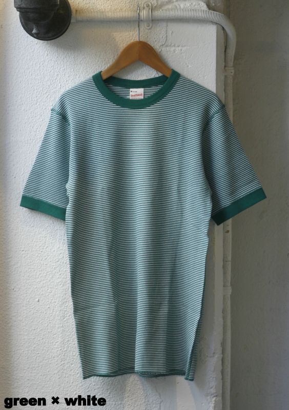 画像: 【Healthknit Crew-neck Border Thermal Short-sleeve Tee】ヘルスニット クルーネック 細ボーダー サーマル 半袖Tee(3カラー展開)