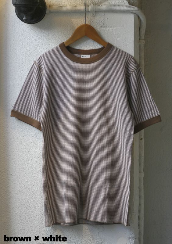 画像: 【Healthknit Crew-neck Border Thermal Short-sleeve Tee】ヘルスニット クルーネック 細ボーダー サーマル 半袖Tee(3カラー展開)