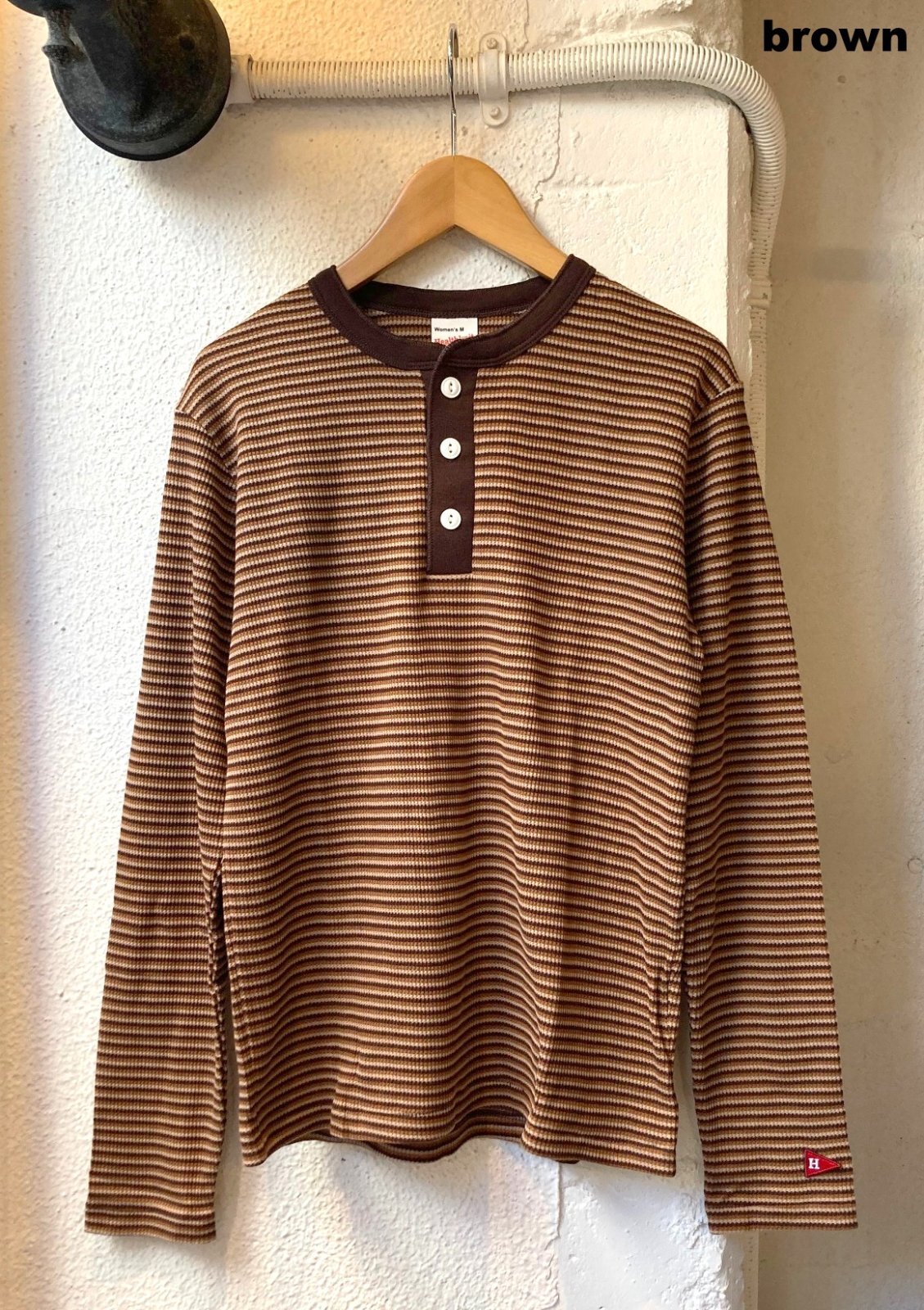 画像2: 【Healthknit Multi Border Waffle Henley-neck/ Women's】ヘルスニット マルチボーダー ヘンリーネック長袖Tee/ レディース サイズ(2カラー展開)