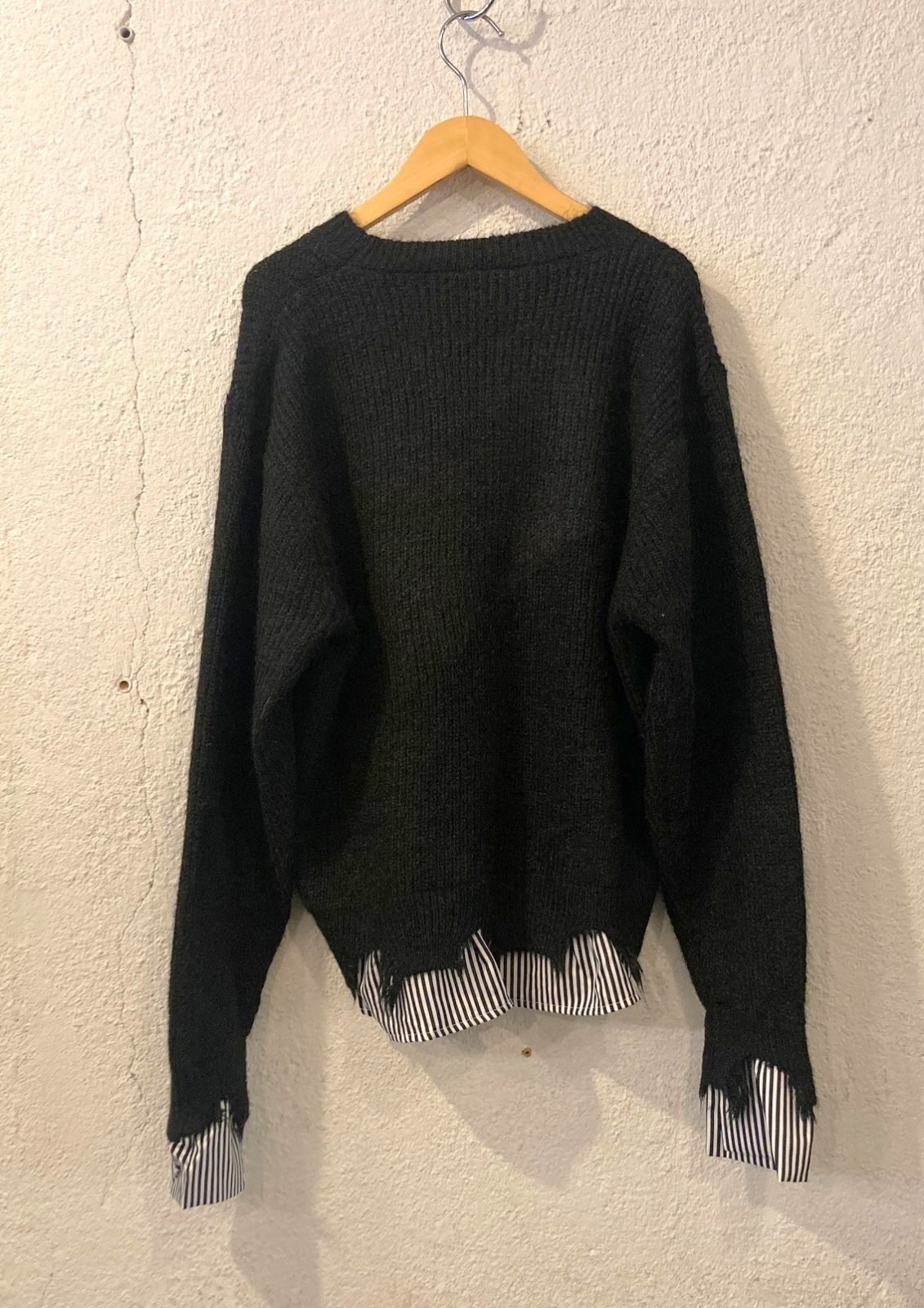 画像: 【Import Layered Crew Knit】インポート レイヤードニット(black)