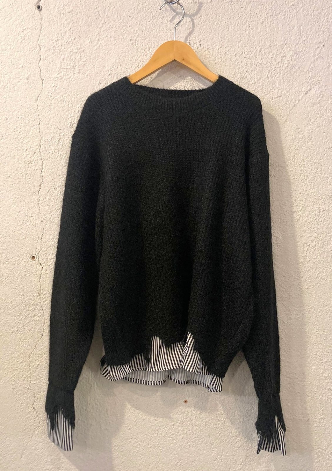 画像3: 【Import Layered Crew Knit】インポート レイヤードニット(black)