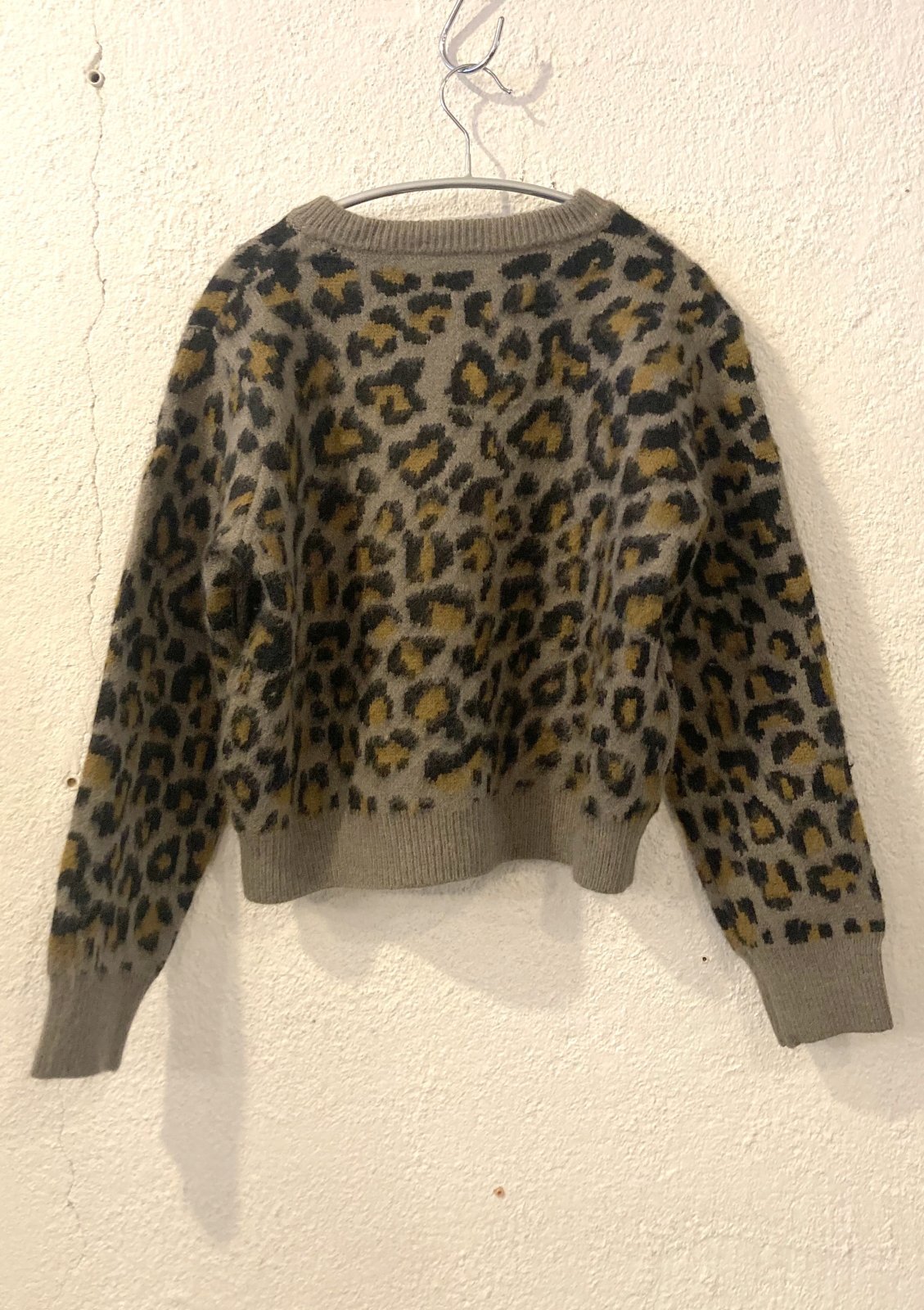 画像: 【Import Leopard Knit Cardigan】インポート レオパード ニットカーディガン(gray)
