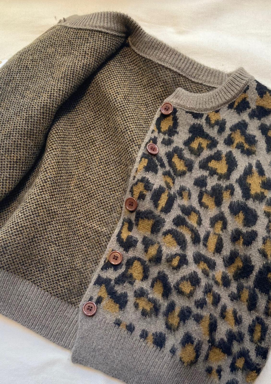 画像4: 【Import Leopard Knit Cardigan】インポート レオパード ニットカーディガン(gray)